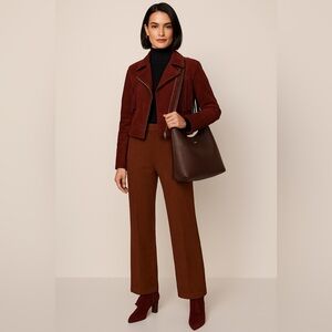 Brown faux, suede boot flare pants